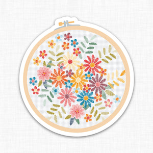 Floral Hoop Stitchy Sticker